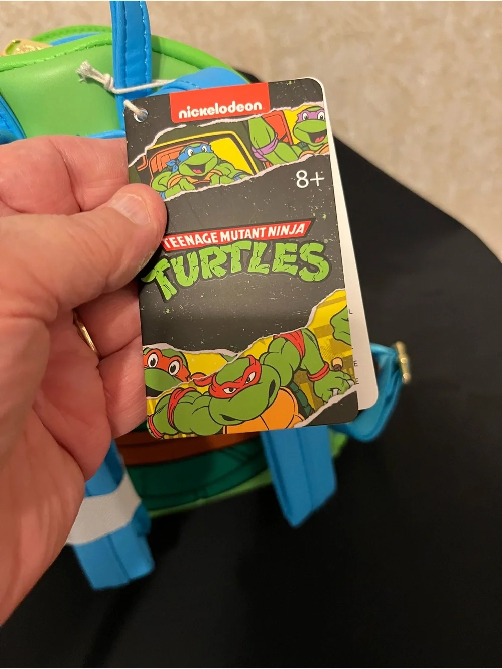 Green Turtle Character Kids Mini Backpack with Blue Accent